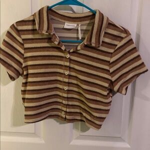 Brown and Cream Striped Polo